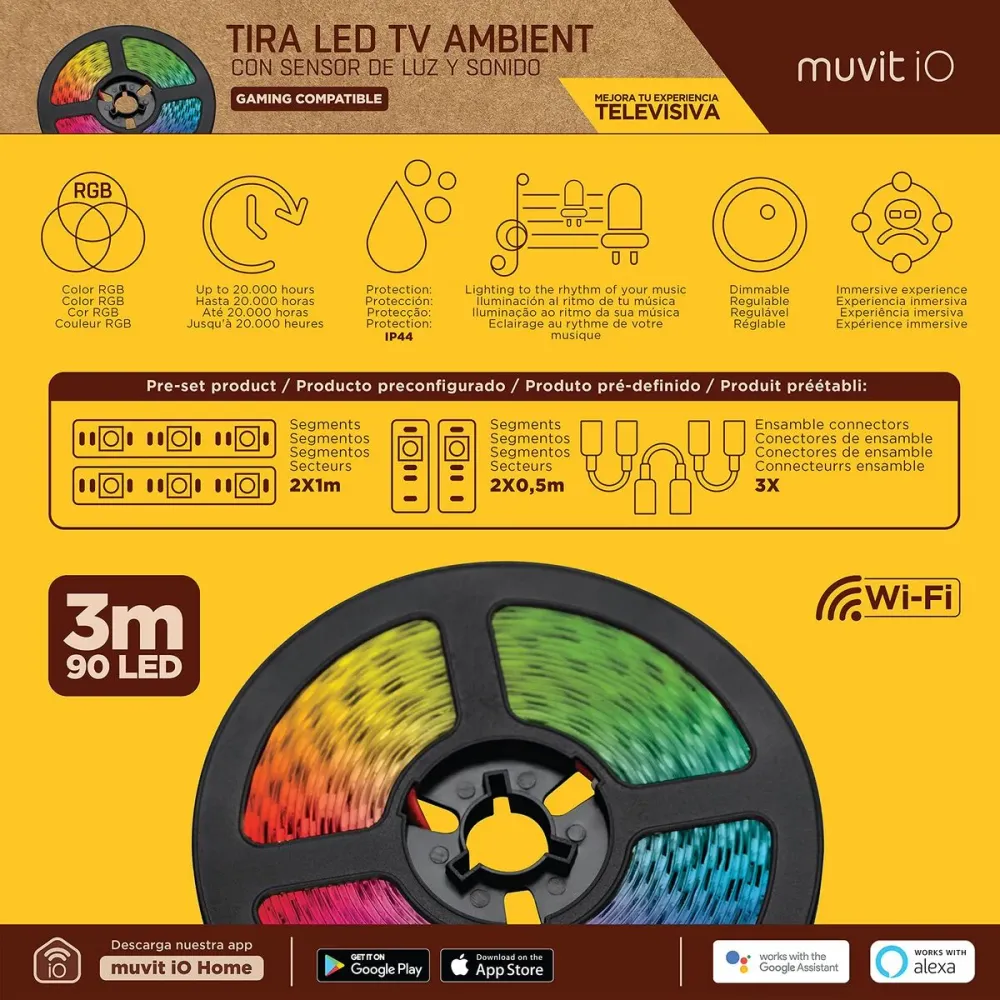 LED ленти Muvit iO Черен 30 cm 3 m