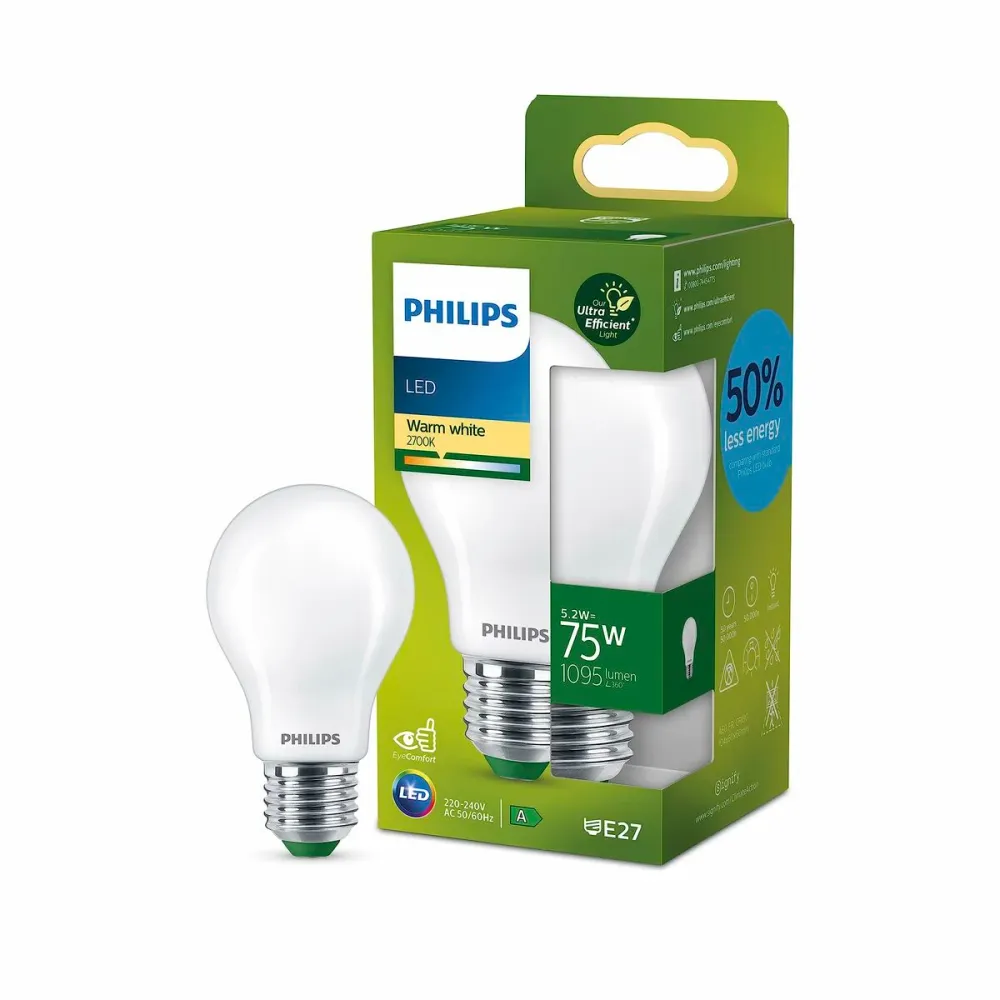 LED крушка Philips Classic 75 W 5,2 W E27 1095 Lm (2700 K)