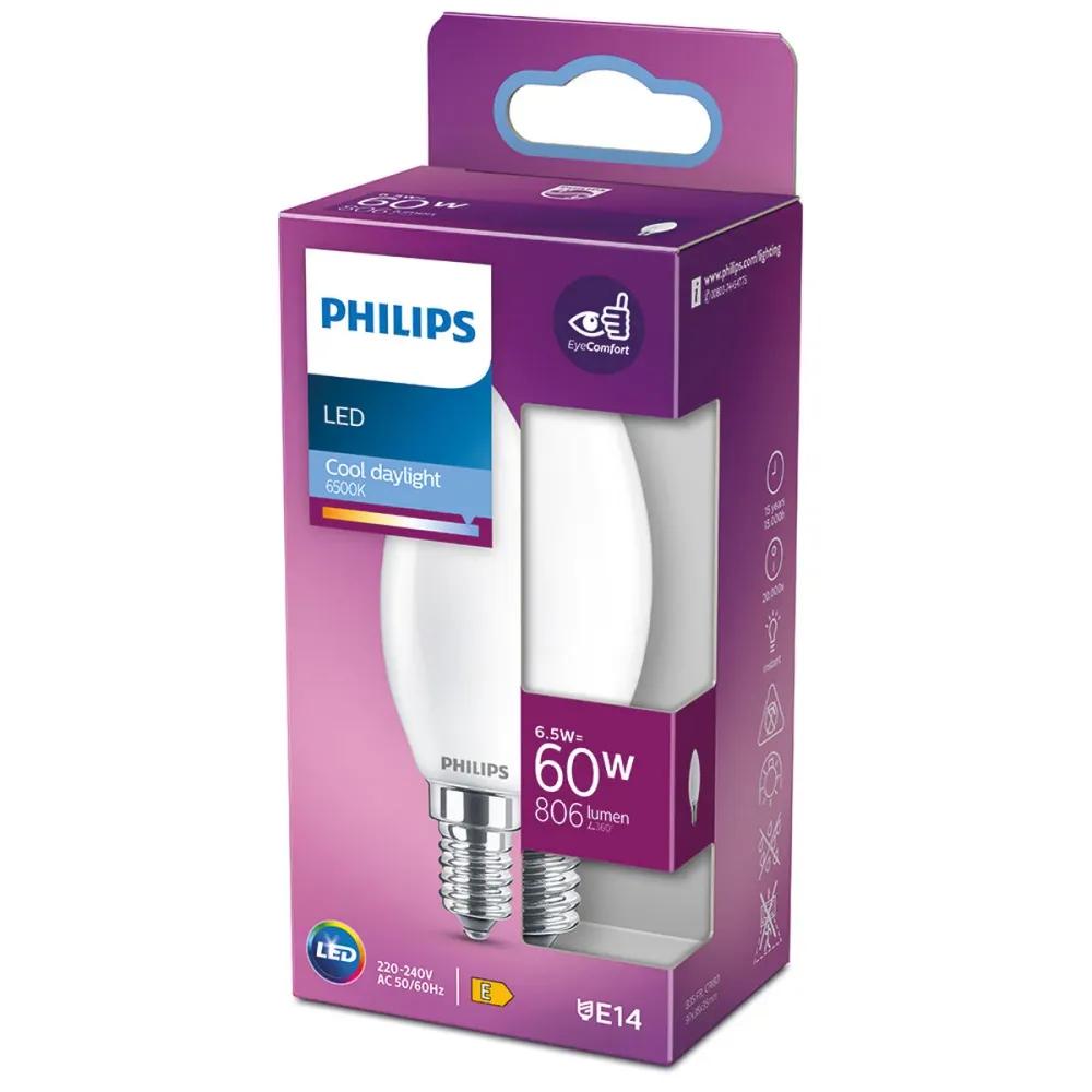 LED крушка Philips Свещ E 6,5 W E14 806 lm 3,5 x 9,7 cm (6500 K)