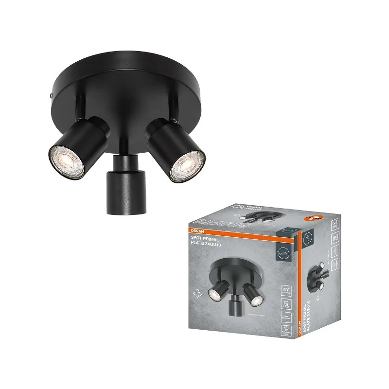 LED ОСВЕТИТЕЛНО ТЯЛО SPOT PRIMAL BLACK 3XGU10 PLATE BLACK LEDVANCE