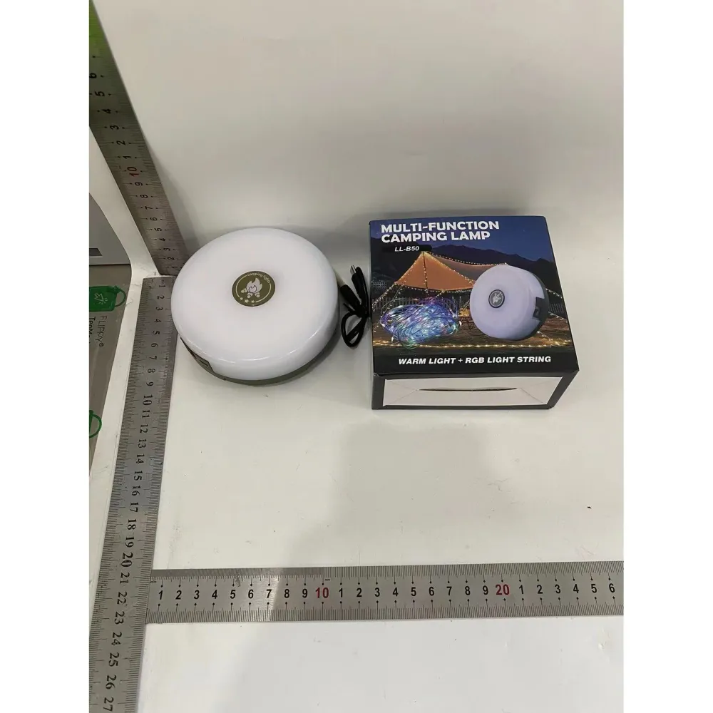LED къмпинг лампа, USB зареждане, цветна нишка, за външна употреба, палатка, разстояние 10 метра, 1800 mAh, бяла