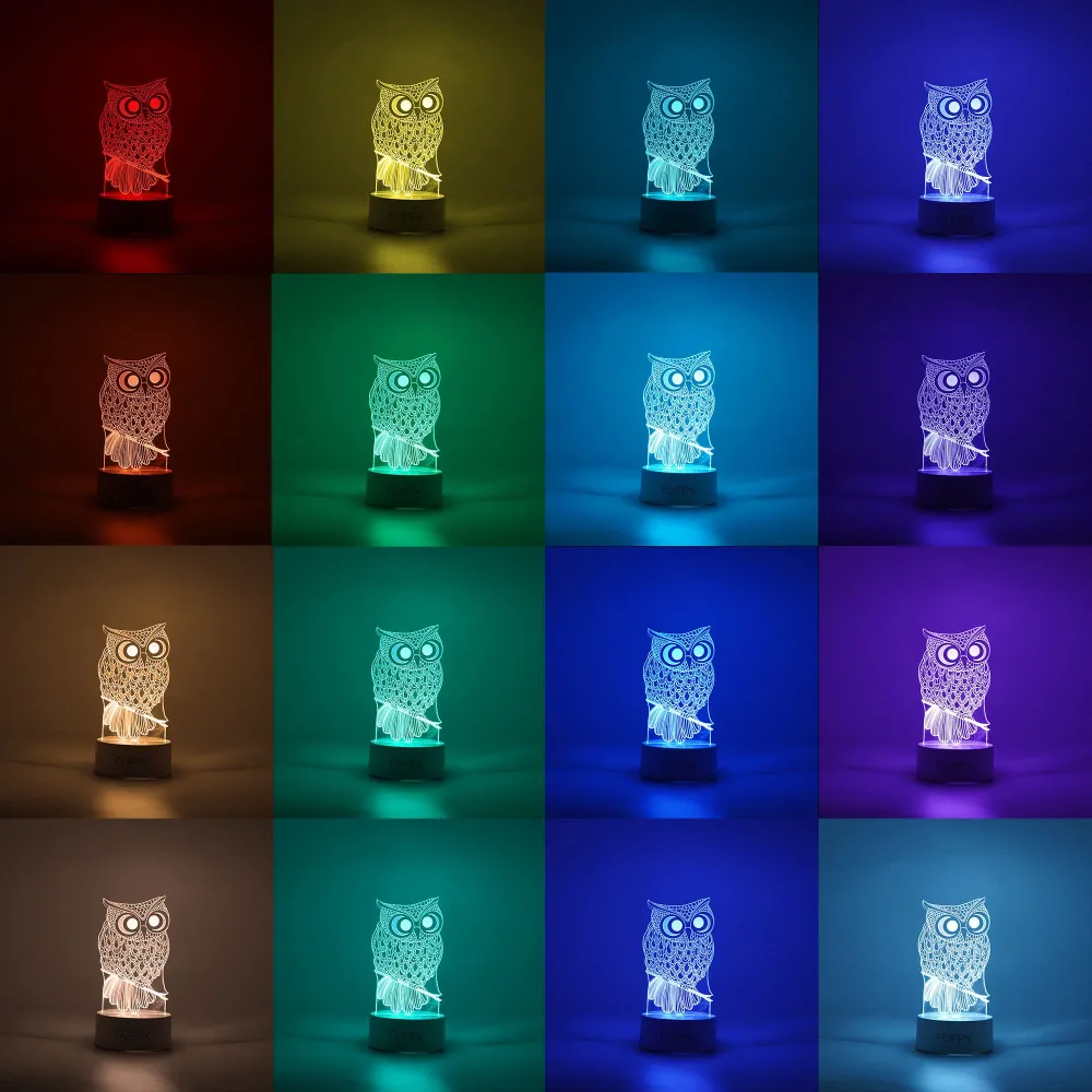 Декоративна LED лампа, 3D, Бухал, с USB и батерии, височина 20 см, изработена от акрилен материал, включени лампа и дистан...