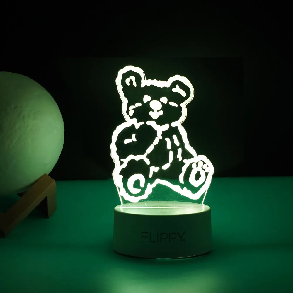 Декоративна LED лампа, 3D, плюшено мече, с дистанционно управление, два режима на захранване USB и батерии, височина 20 см...