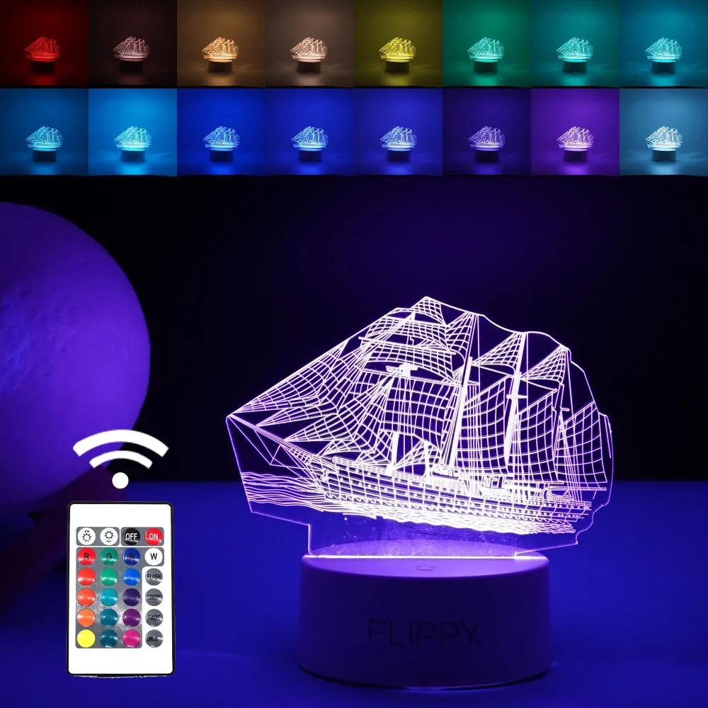 Декоративна LED лампа, 3D, парогенератор, с дистанционно управление, два режима на захранване USB и батерии, височина 20 с...