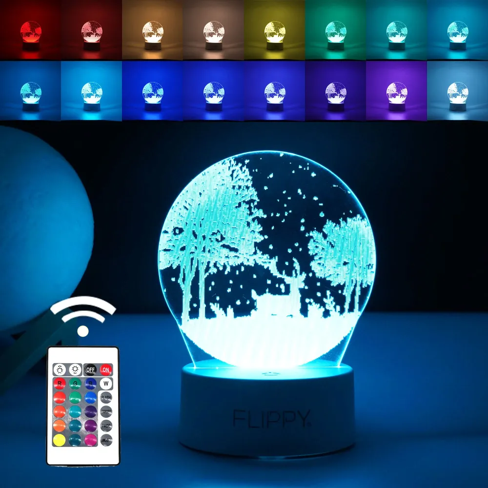 Декоративна LED лампа, 3D, Зимен пейзаж, С дистанционно управление, Два режима на захранване USB и батерии, Височина 20 см...