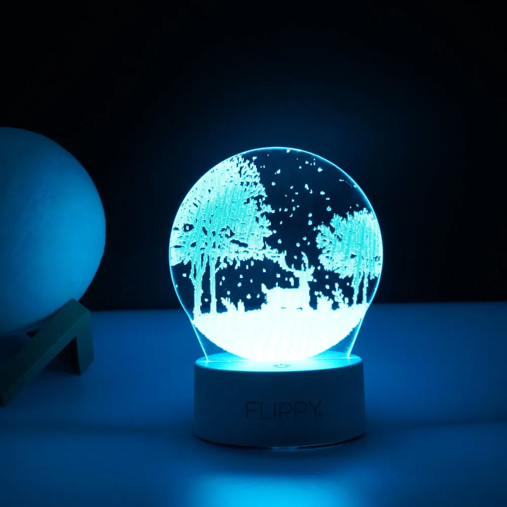 Декоративна LED лампа, 3D, Зимен пейзаж, С дистанционно управление, Два режима на захранване USB и батерии, Височина 20 см...