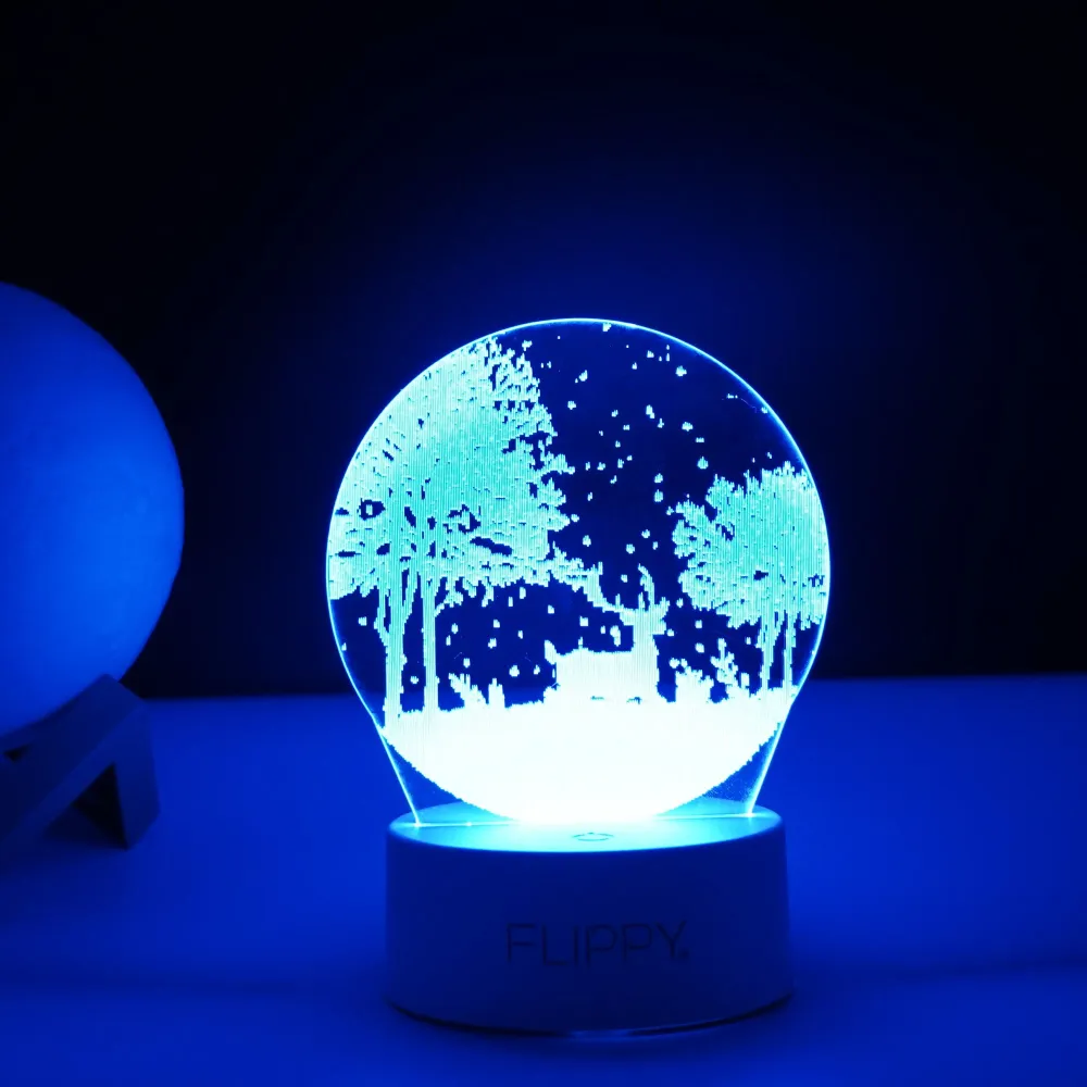 Декоративна LED лампа, 3D, Зимен пейзаж, С дистанционно управление, Два режима на захранване USB и батерии, Височина 20 см...