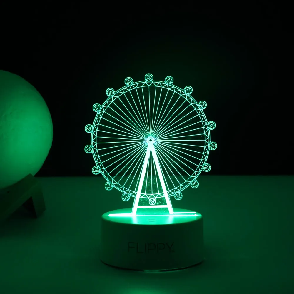 Декоративна LED лампа, 3D, виенско колело, с дистанционно управление, два режима на захранване USB и батерии, височина 20...