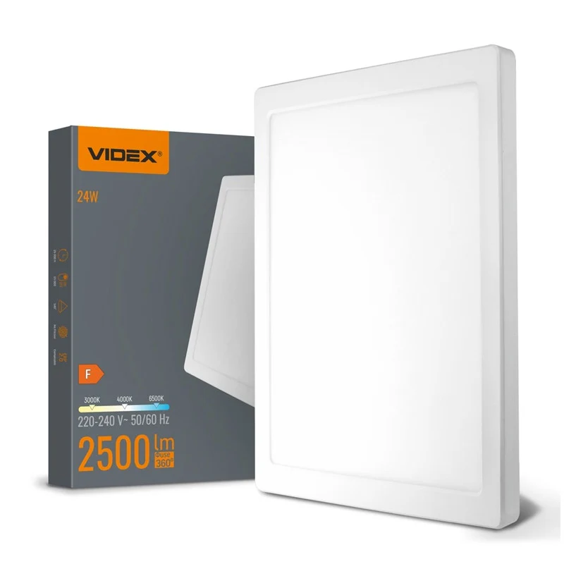 КВАДРАТЕН LED ПЛАФОН VL-DL6S-24CW 3K/4K/6.5K 3CCT VIDEX - БЯЛ