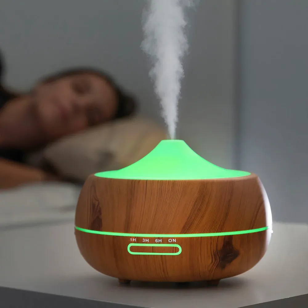 Арома дифузер овлажнител с многоцветен LED Wooden-Effect InnovaGoods