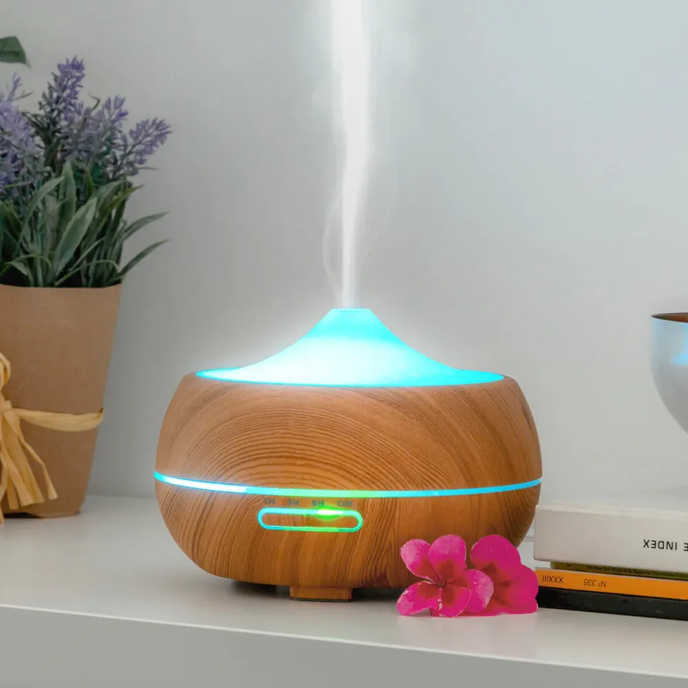 Арома дифузер овлажнител с многоцветен LED Wooden-Effect InnovaGoods