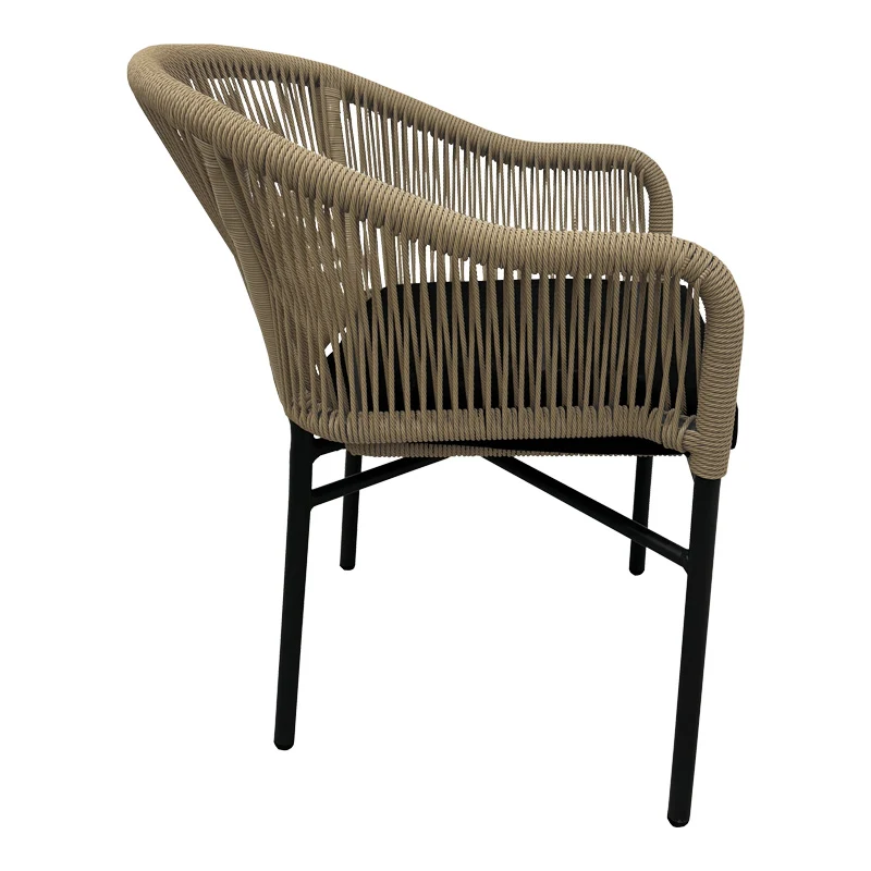 Алуминиев стол LEGANA стифиращ антрацитна рамка-естествен ратан 56x66x82см