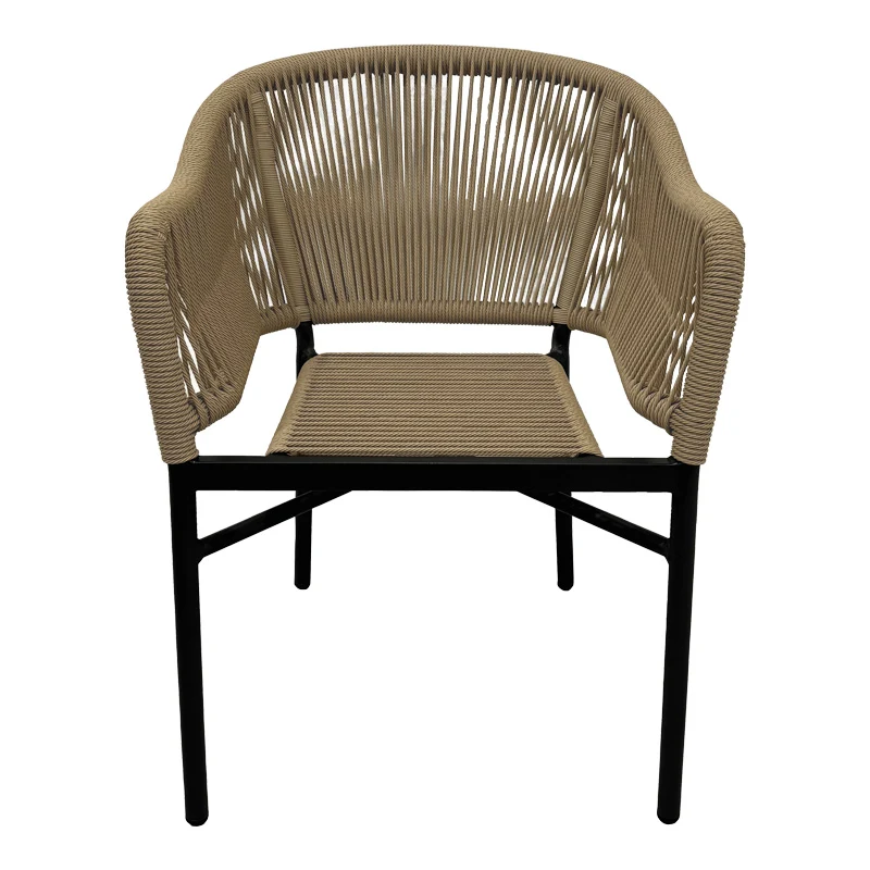 Алуминиев стол LEGANA стифиращ антрацитна рамка-естествен ратан 56x66x82см