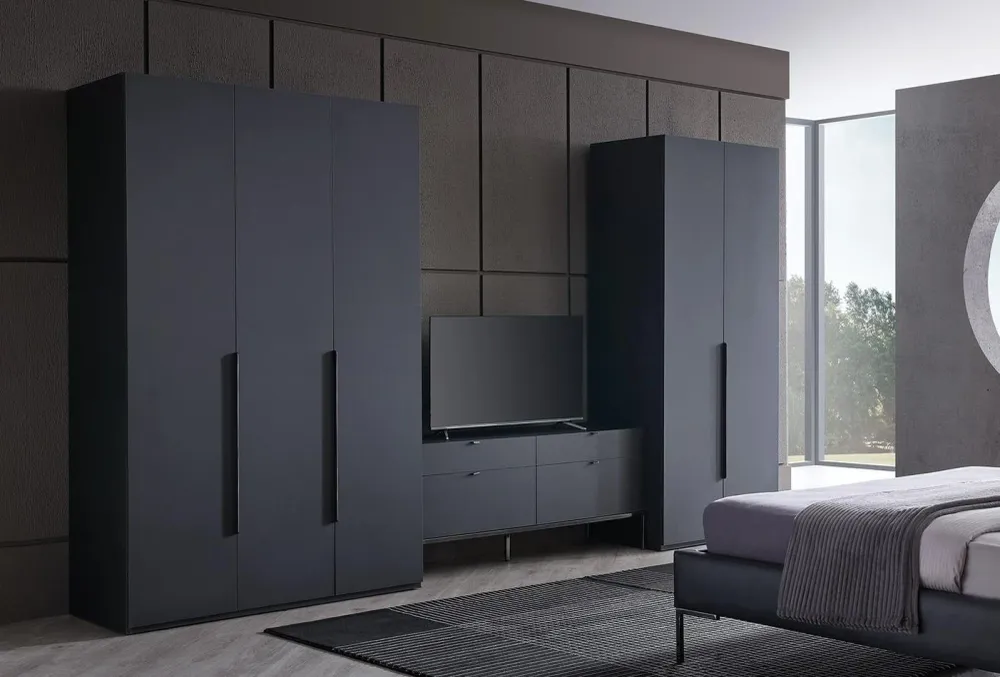 Трикрилен гардероб «Legato Black» - ширина 136см