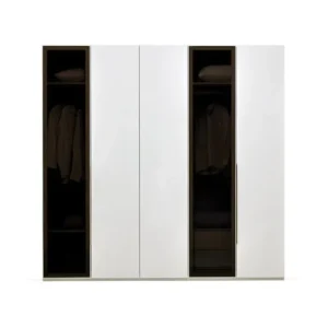Петкрилен гардероб «Legato White» + стъклени врати, ширина 226см