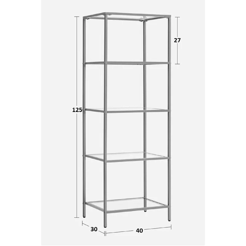 Метален рафт със стъклена повърхност Letus в златист нюанс 40x30x125см