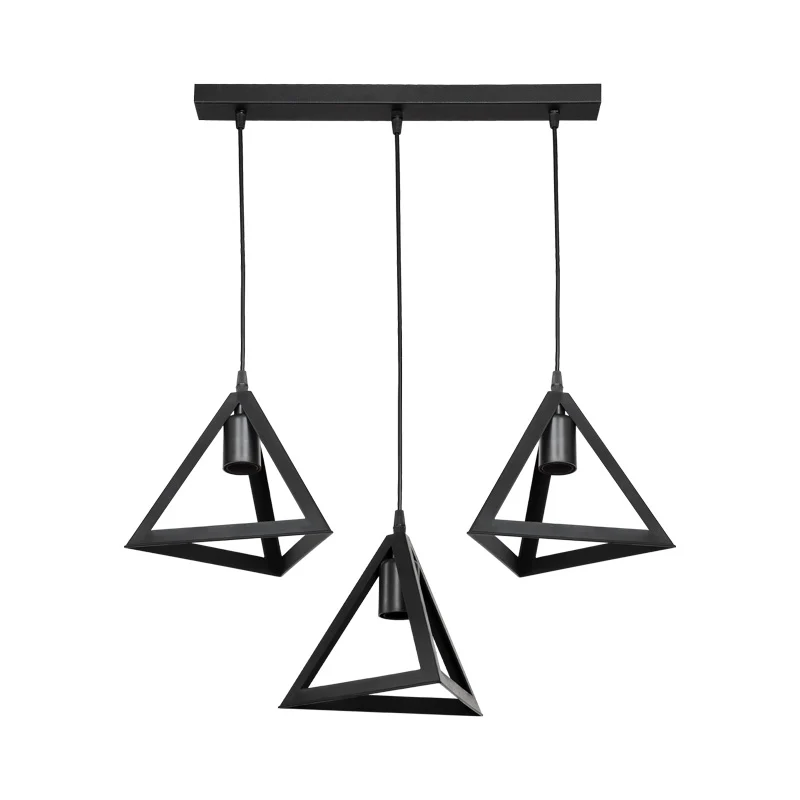 Плафон Lich pp с три лампи в черен абажур 60x24x75см