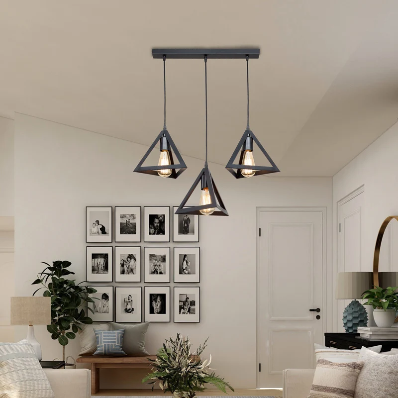Плафон Lich pp с три лампи в черен абажур 60x24x75см