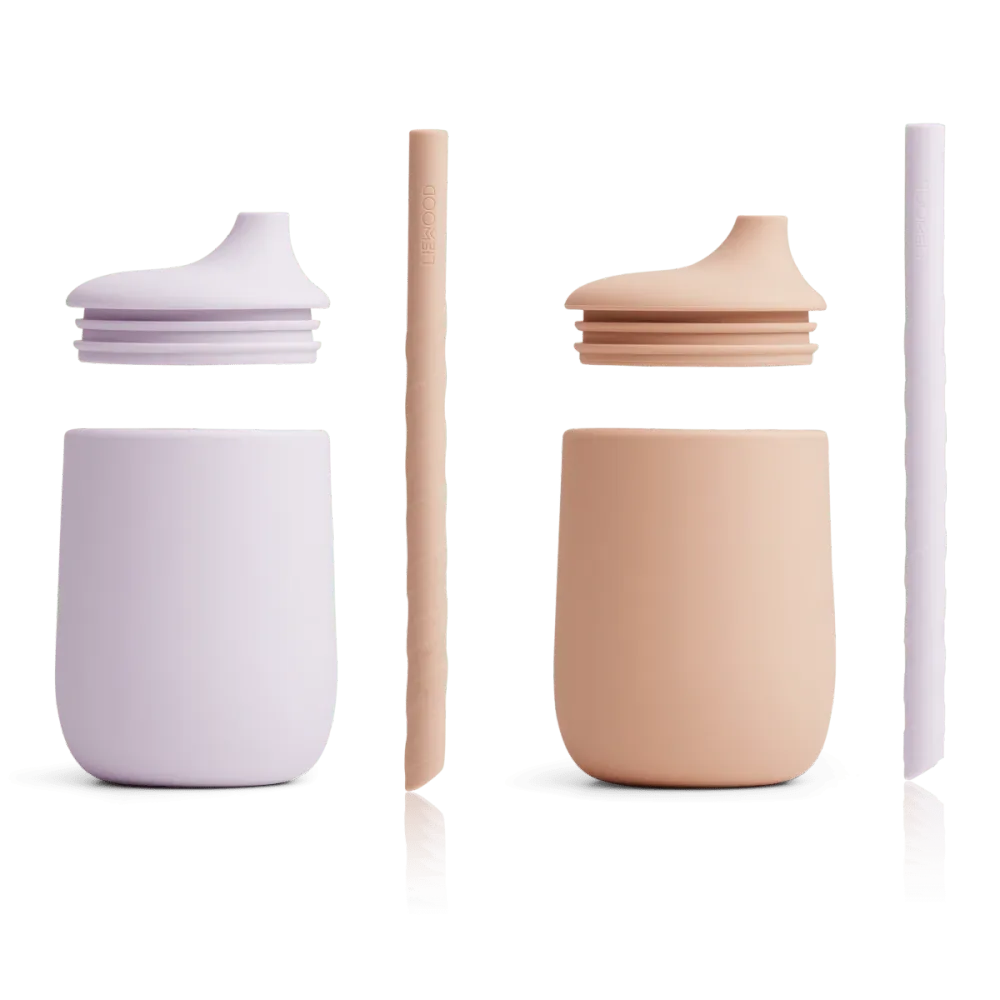 LIEWOOD Силиконови чаши със сламка ELLIS, Light lavender / rose.- 2 бр.