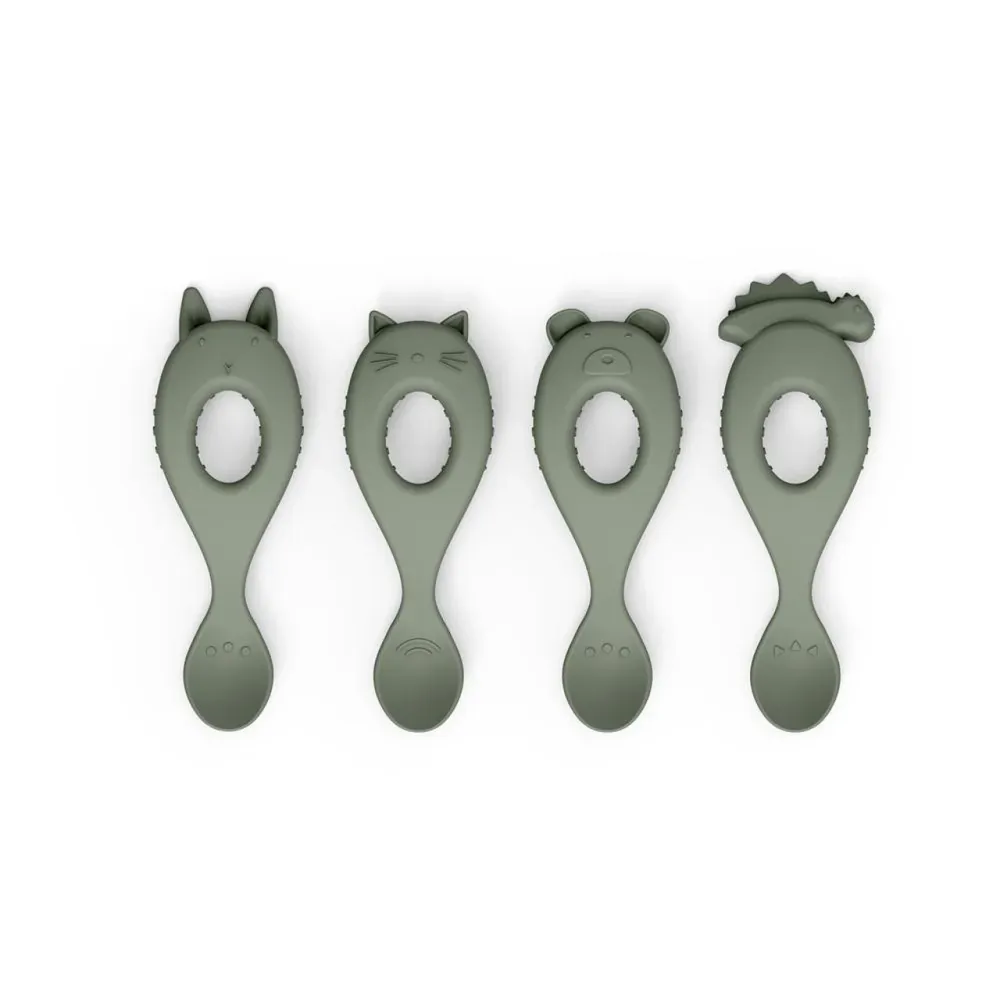 LIEWOOD Комплект Силиконови Лъжици LIVA Faune green, 4 бр.