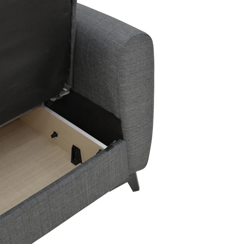 Диван с място за съхранение двуместен Lincoln плат въглен 165x75x85см
