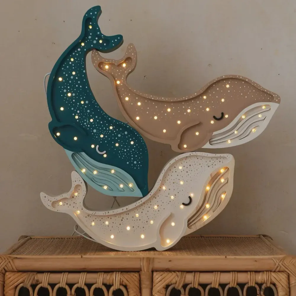 Little Lights Бебешка лампа Кит Албинос Бял