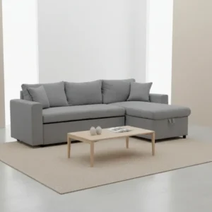 Ъглов диван двулицев Llilian плат сив 225x148x81см