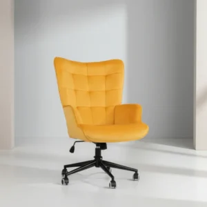 Въртящ се директорски офис стол Lobima d, жълт кадифе, 68x71x105-112 см