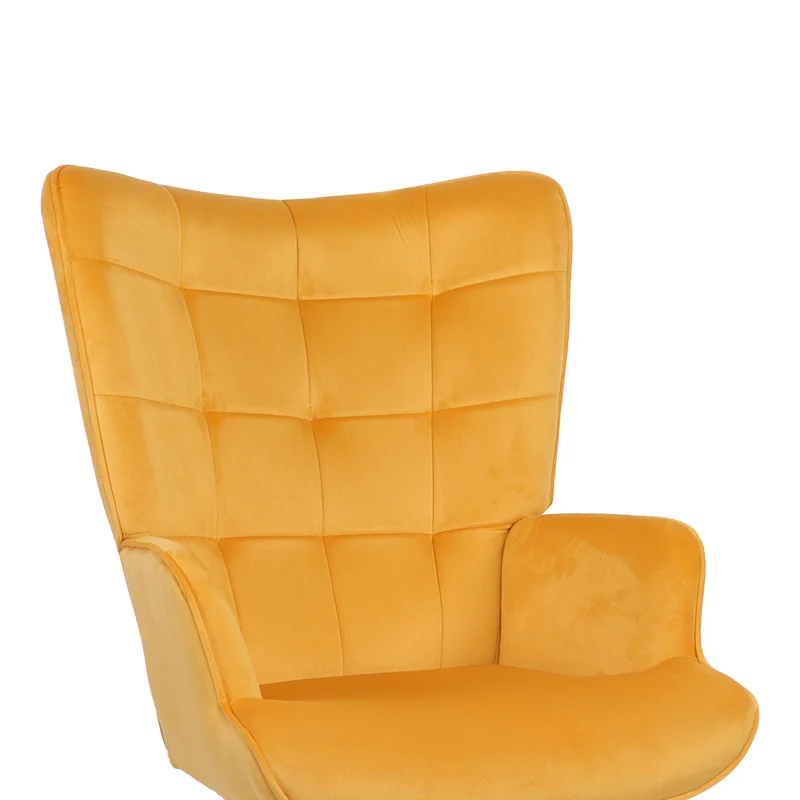 Въртящ се директорски офис стол Lobima d, жълт кадифе, 68x71x105-112 см