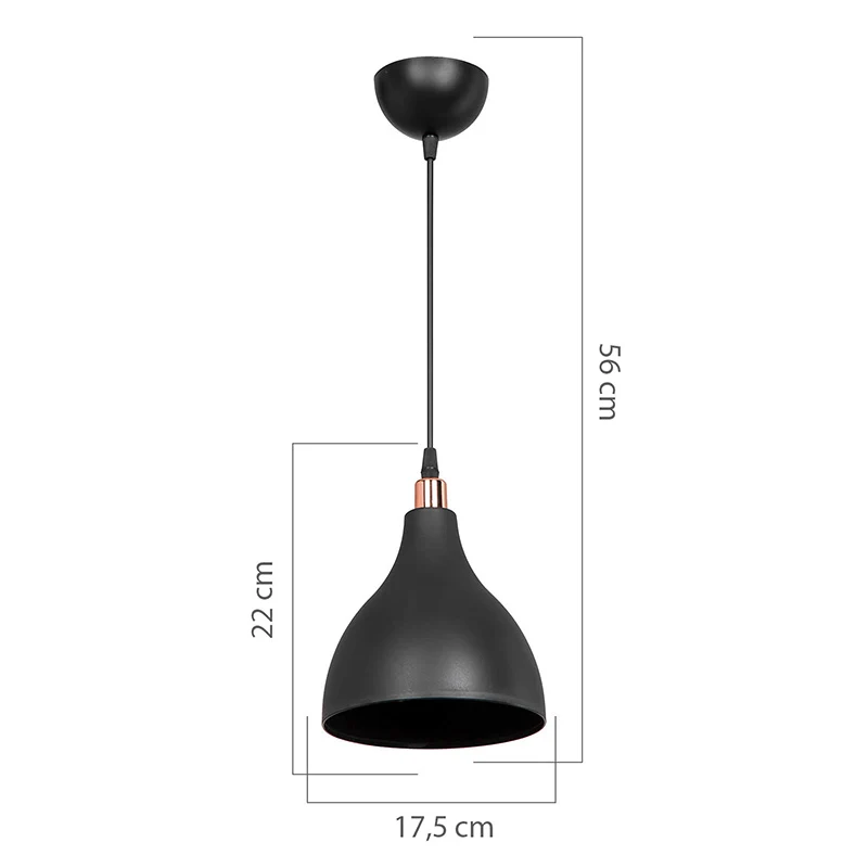 Плафон Lofty Ε27 черен D18x22см
