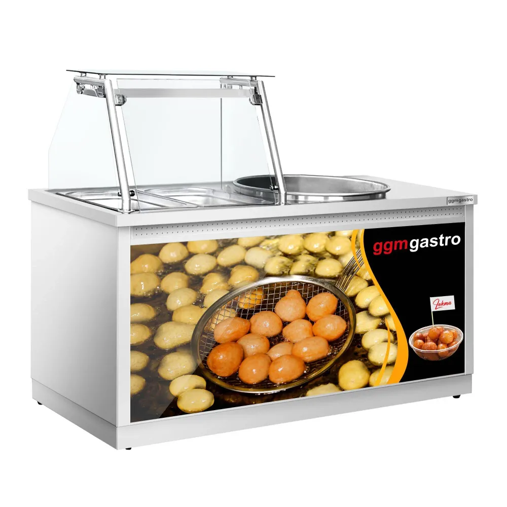 Маса за пържене на поничка/машина Lokma - 1400x700x850-1320mm - 25 литра - Неръждаема стомана