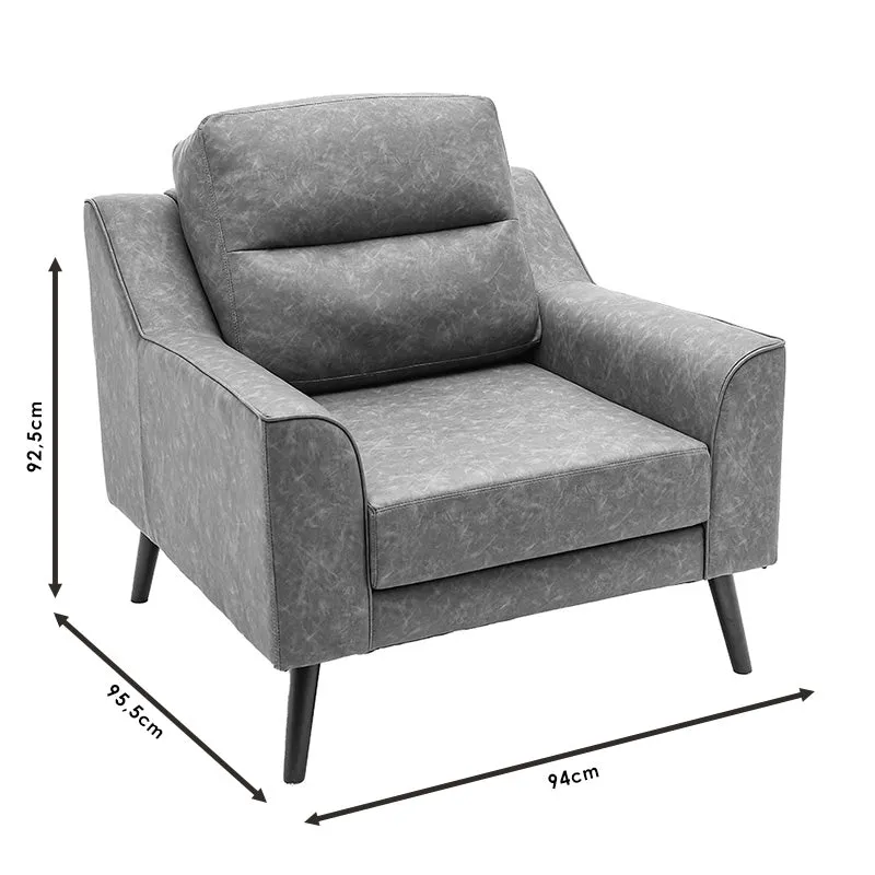 Фотьойл Lonnie PU сив античен 94x95.5x92.5cm