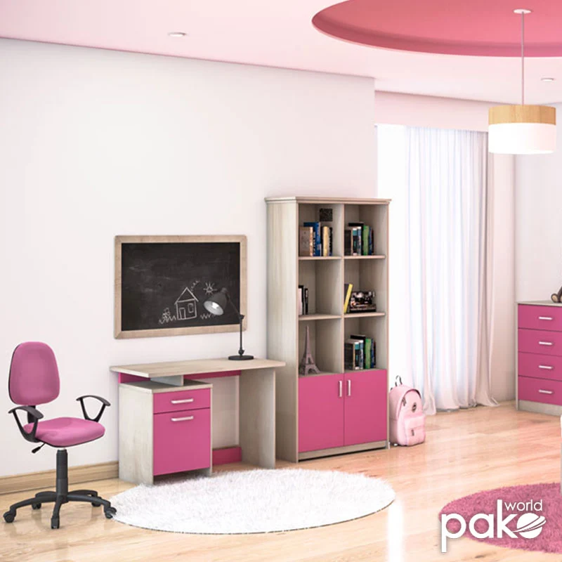 Работно бюро Looney с чекмеджета в цвят castillo-pink 100x55x75cm