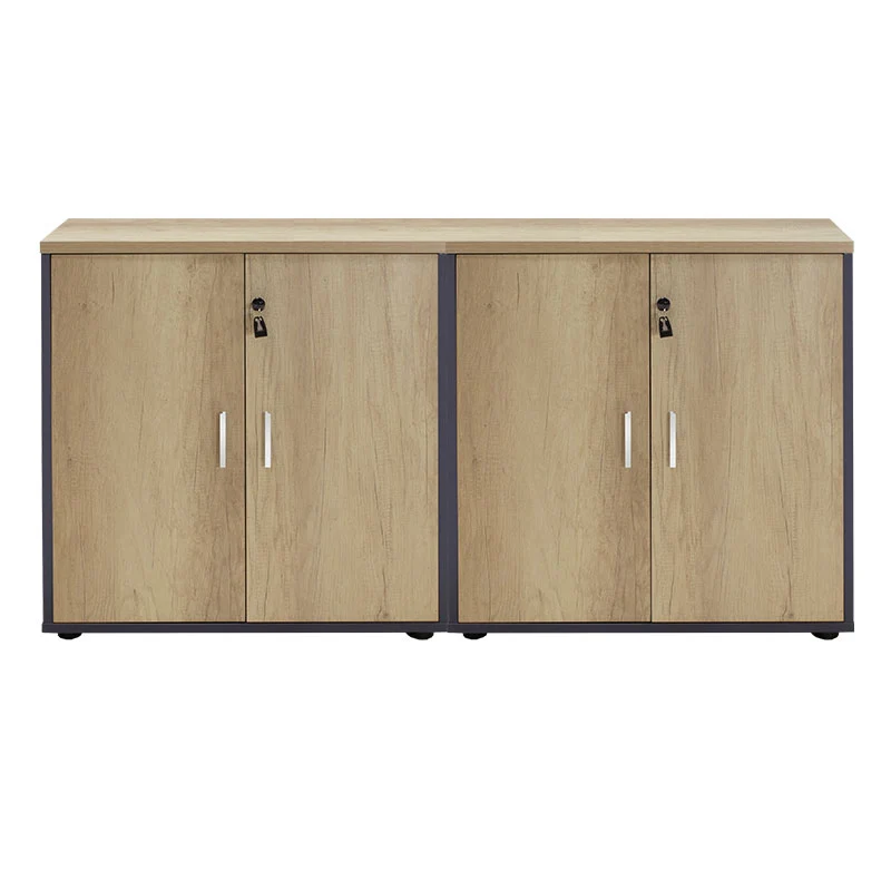 Офис шкаф LOTUS с 4 врати в цвят дъб-тъмно сив 160x40,5x80см