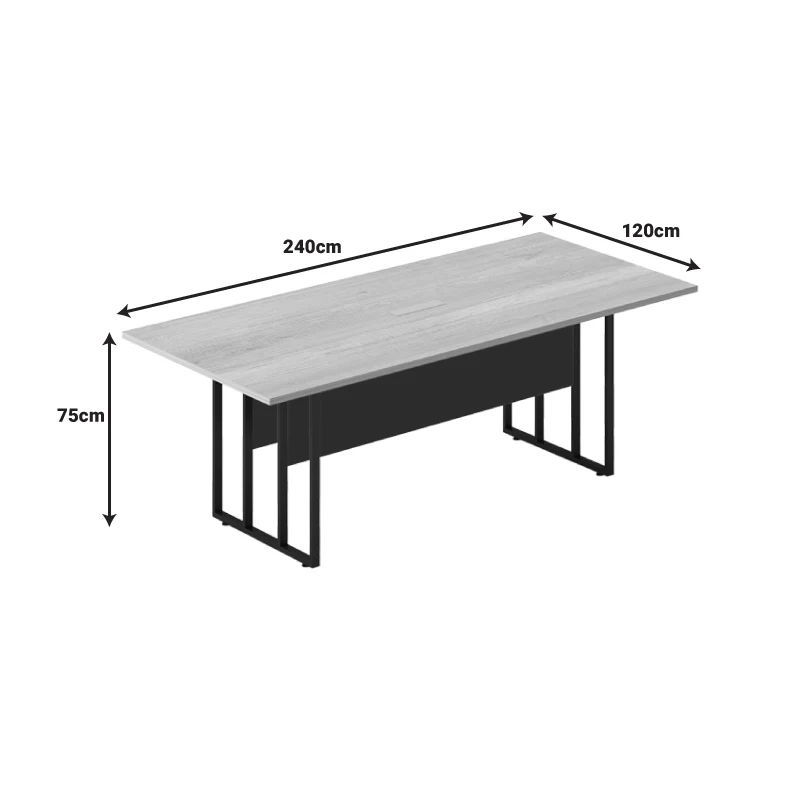 Конферентна маса LOTUS метал-дърво в цвят дъб-тъмносив 240x120x75см