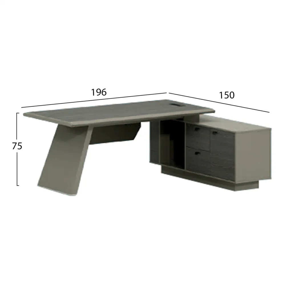 Професионално бюро серия LUX 196x150x75h см. реверсивен ъглов/ мока цвят