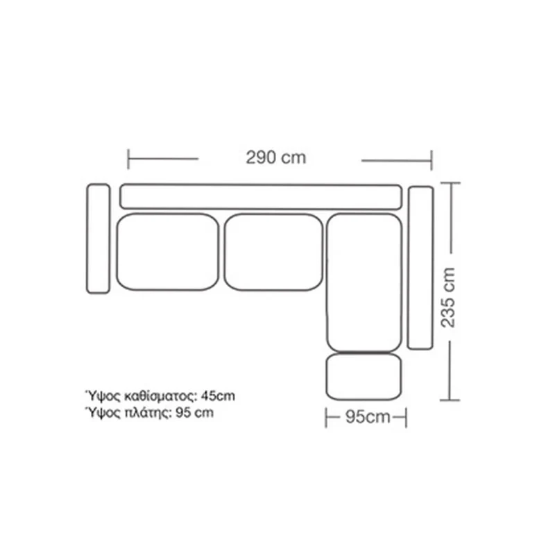 Ъглов диван Luxury ляв ъгъл дамаска тъмно сиво-тъмно зелено 290x235x95см