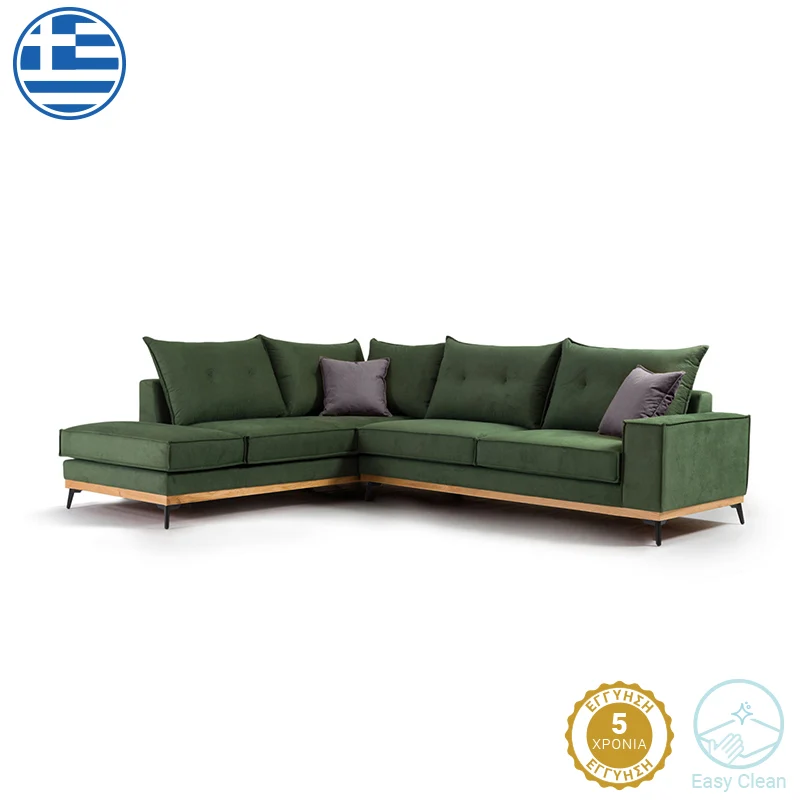 Ъглов диван Luxury десен ъгъл кипарис-карбон дамаска 290x235x95см