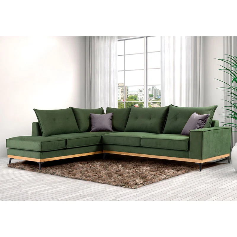 Ъглов диван Luxury десен ъгъл кипарис-карбон дамаска 290x235x95см
