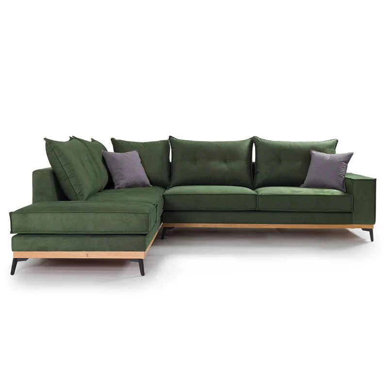 Ъглов диван Luxury десен ъгъл кипарис-карбон дамаска 290x235x95см