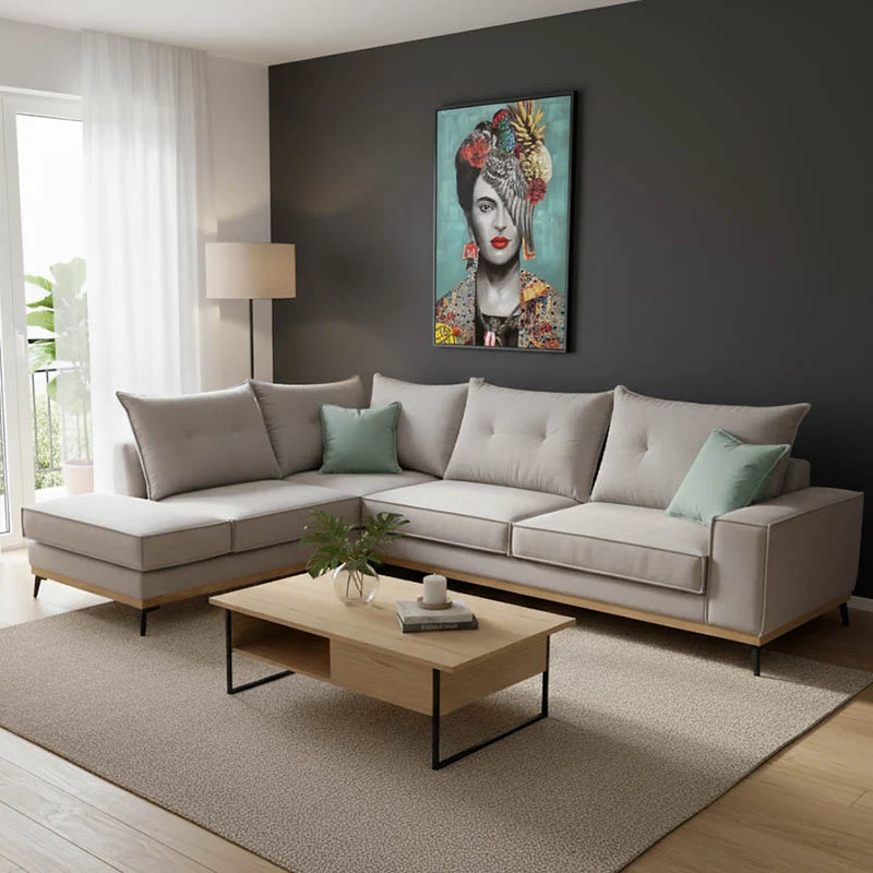 Ъглов диван Luxury десен ъгъл дамаска -ciel 290x235x95см