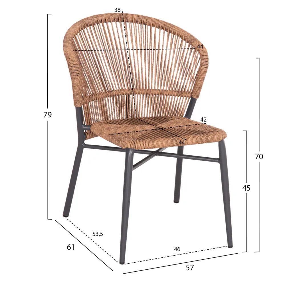 Стол LYNN цвят антрацит-натурал 56x59x81
