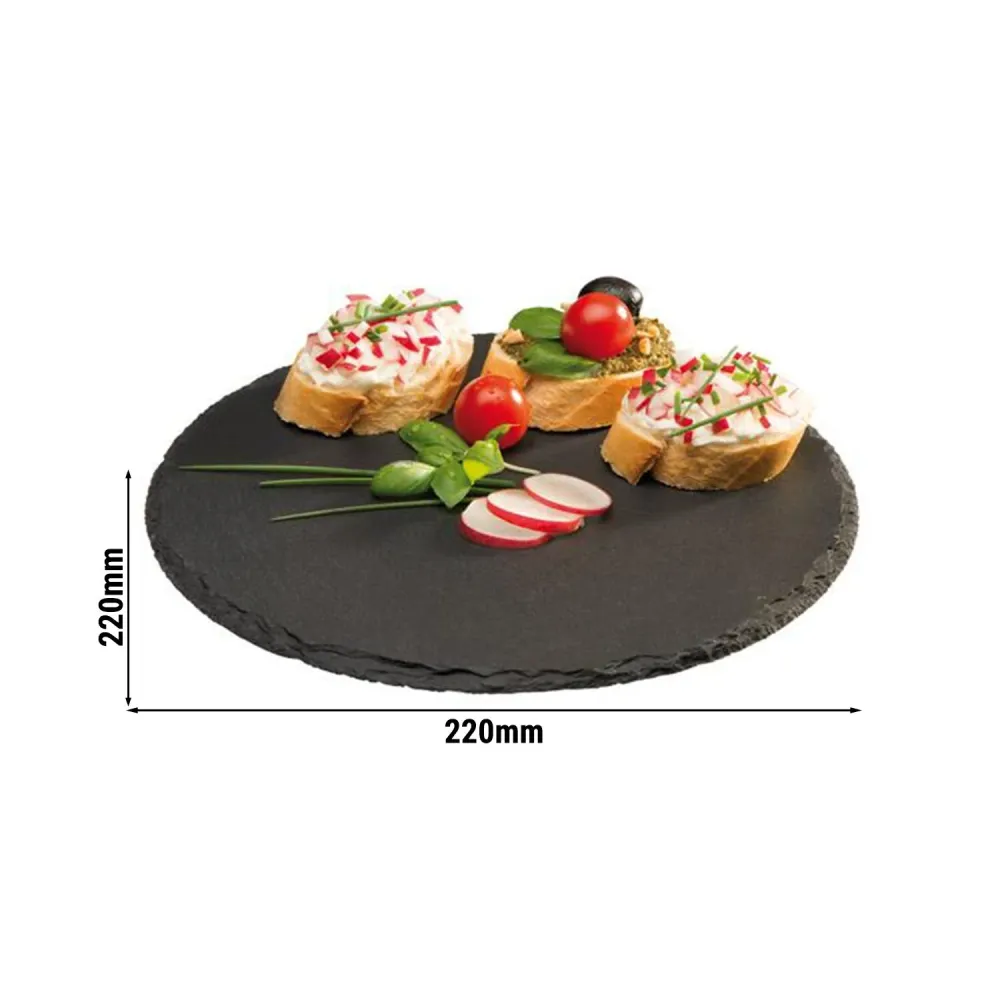 (6 бр.) Шистова плоча за сервиране Maastricht - Ø220mm - Черен