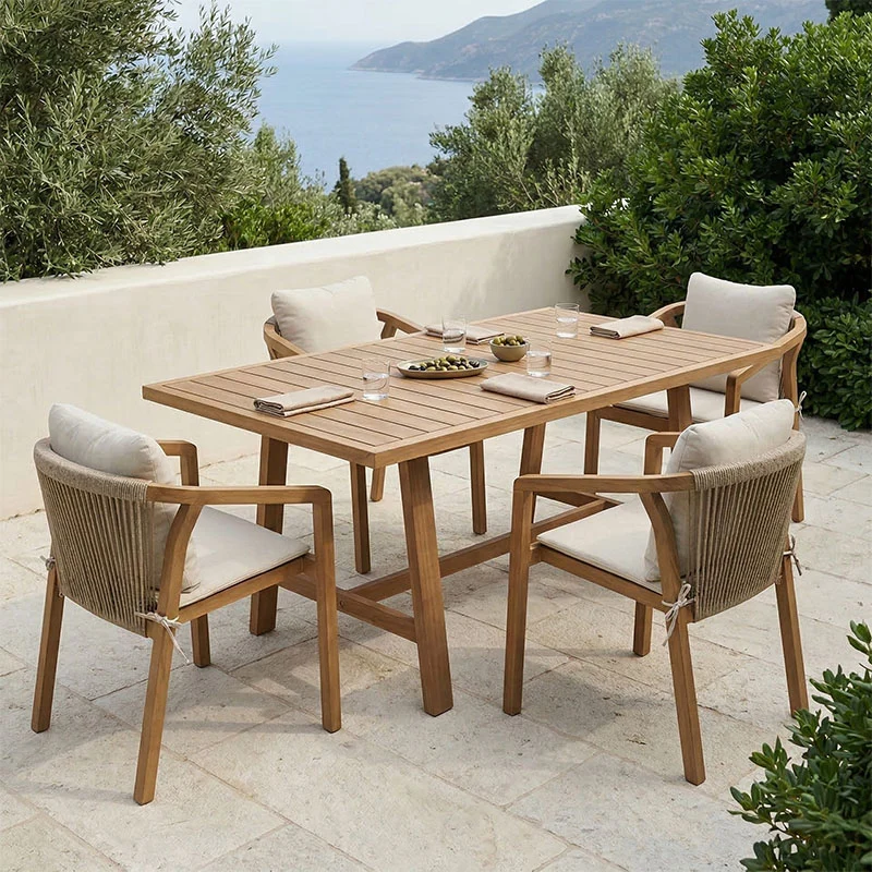 Градински комплект MALIBU от 5 части, масивна акациева дървесина, 160x90x75 см