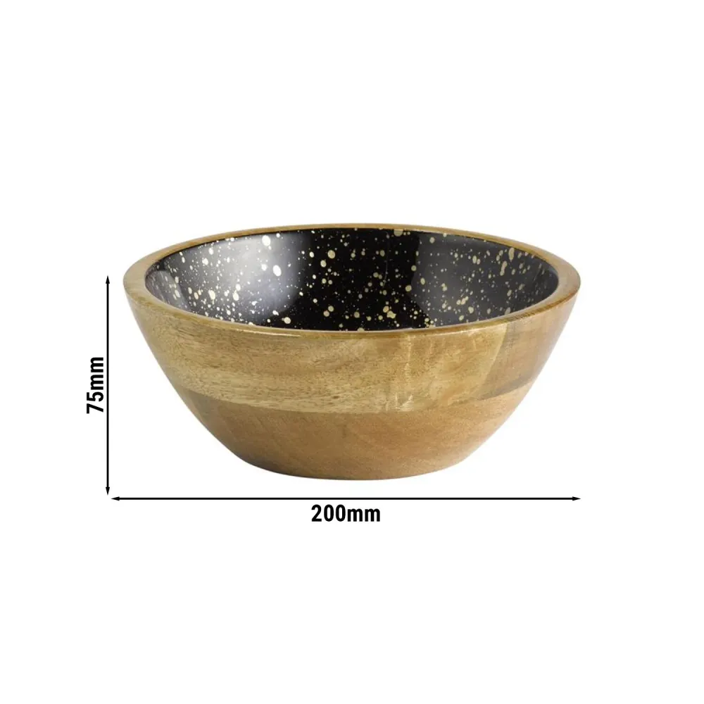 (6 бр.) Купа - MANGO - Мангово дърво - 0.8L - Ø 200mm - Дълбочина: 75mm - Черно/Златно
