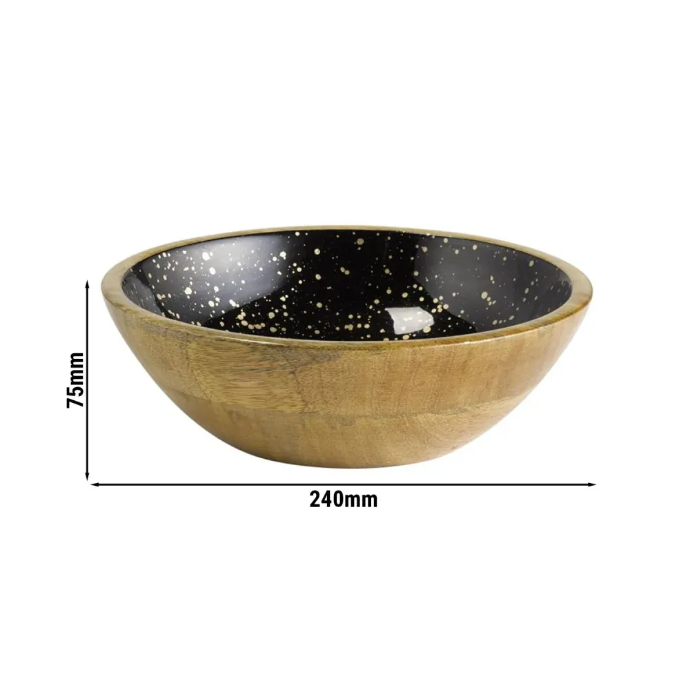 (6 бр.) Купа - MANGO - Мангово дърво - 1.1L - Ø 240mm - Дълбочина: 75mm - Черно/Златно