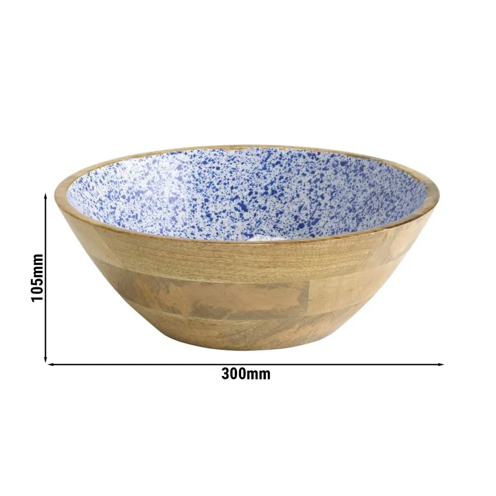 (6 бр.) Купа - MANGO - Мангово дърво - 3L - Ø 300mm - Дълбочина: 105mm - Бяло/Синьо