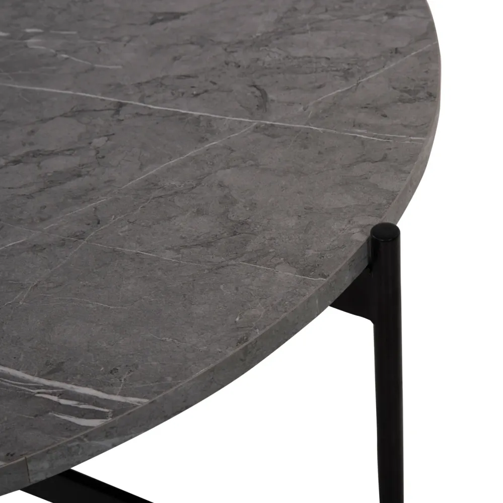 Холна маса MARBLE цвят сив -черен Φ80x45Hсм
