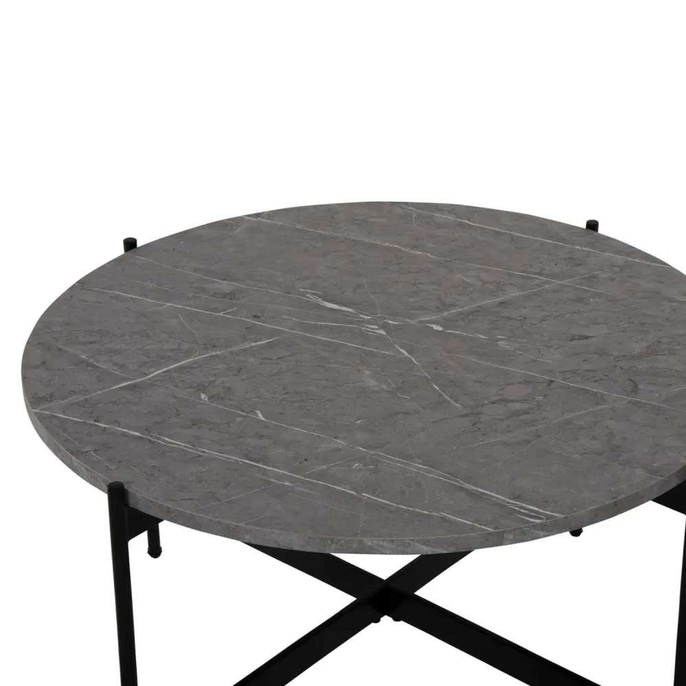 Холна маса MARBLE цвят сив -черен Φ80x45Hсм
