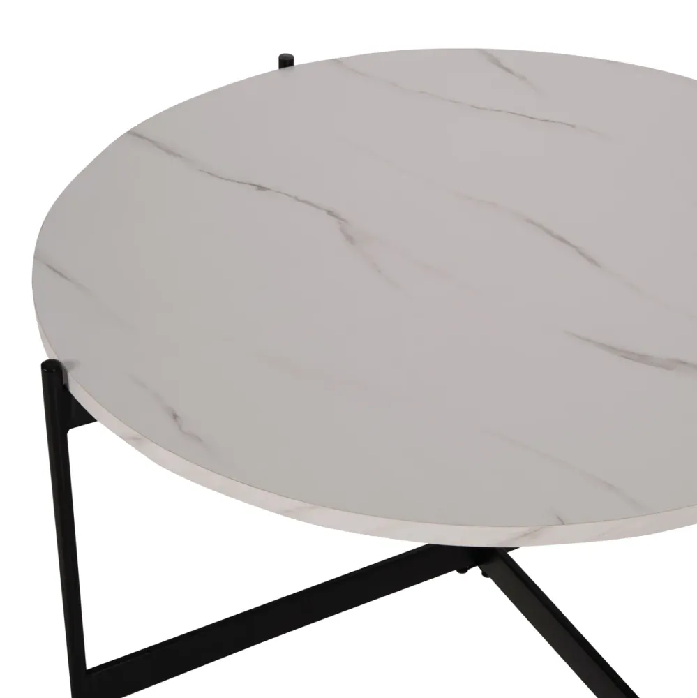 Холна маса MARBLE цвят бял -черен Φ80x45Hсм